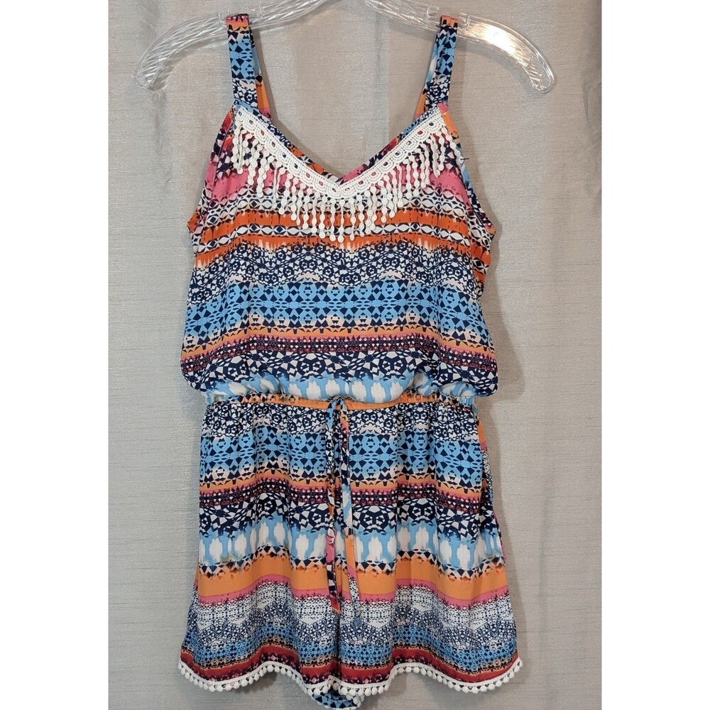 Speechless Junior Size XL Romper/Shortall Colorful Bohemian Beach Lined Boho